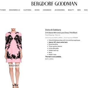 NEW Dolce & Gabbana Dress 3/4 Sleeve Dress  $2,995.00, Excellent Condition!!